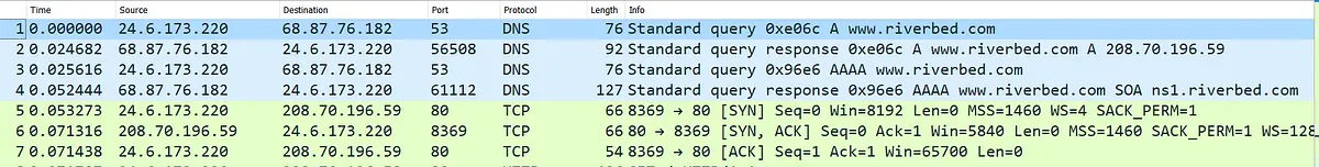 PCAP Başlangıcındaki DNS Sorguları