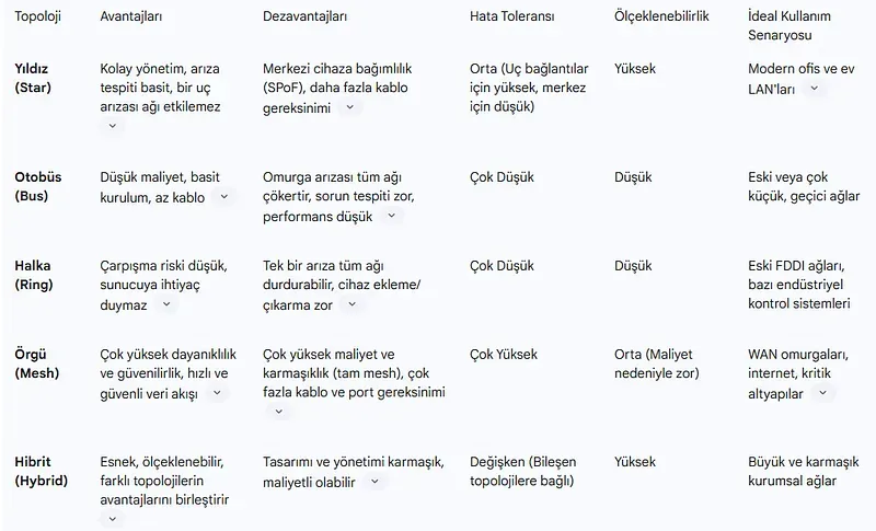Topoloji Seçimi ve İş Sürekliliği Matrisi